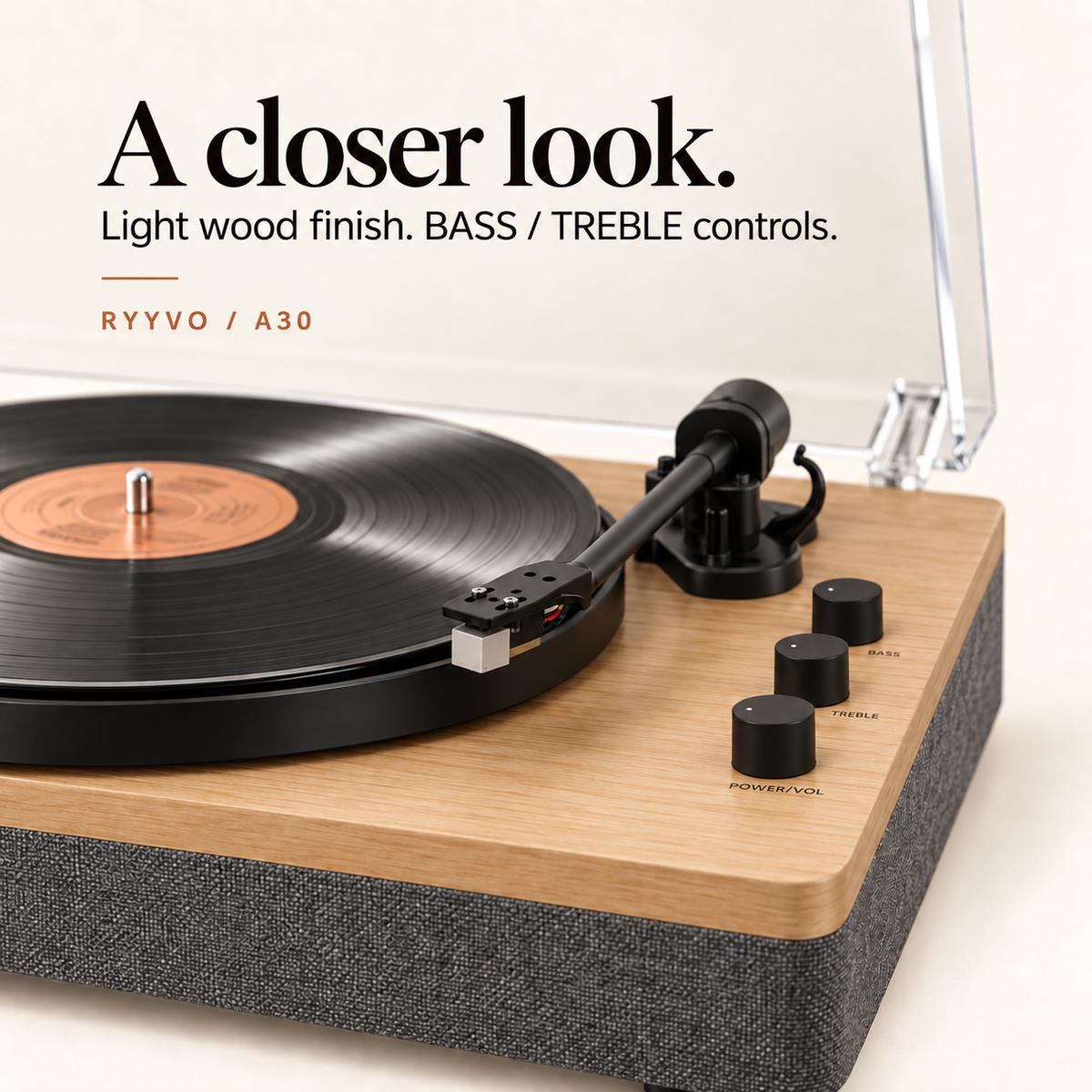 Ryyvo A30 Turntable with Speakers and 78 rpm