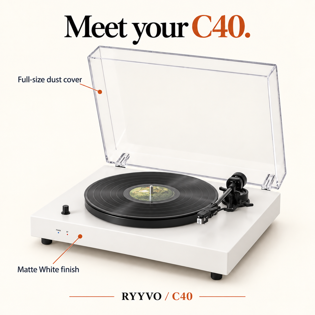 Ryyvo C40 Turntable with Adjustable Arm