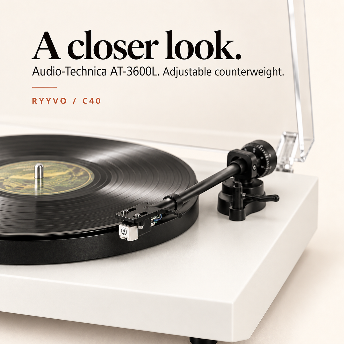 Ryyvo C40 Turntable with Adjustable Arm
