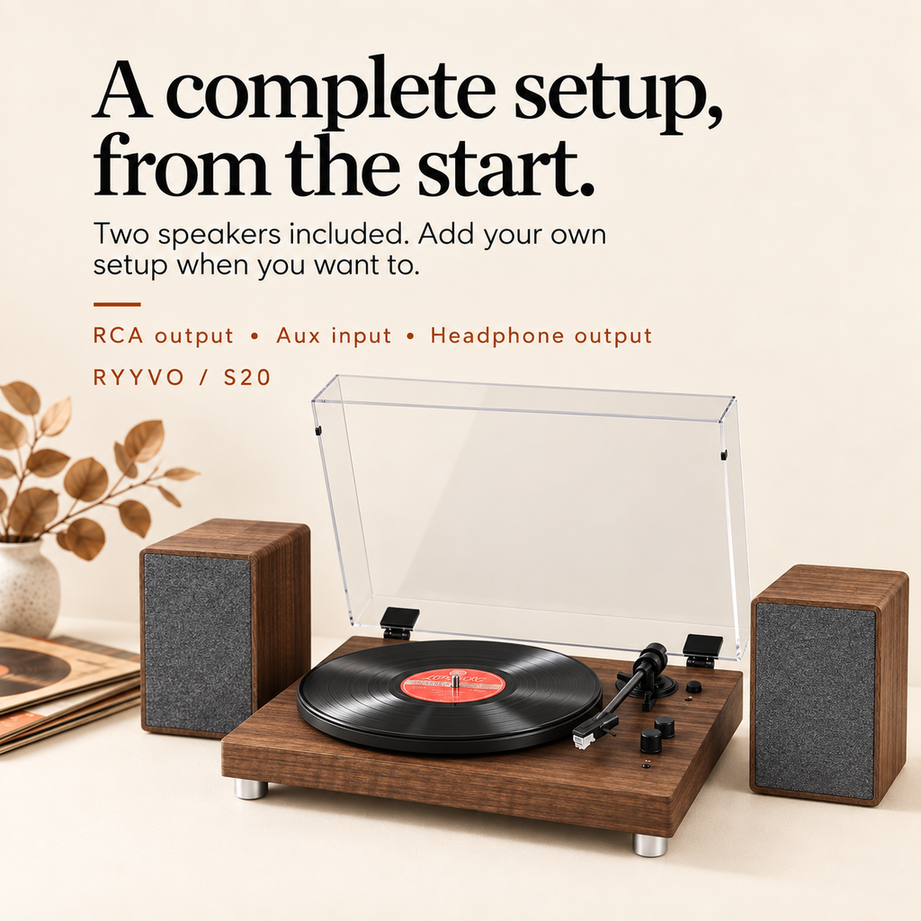 Ryyvo S20 Turntable with Speakers