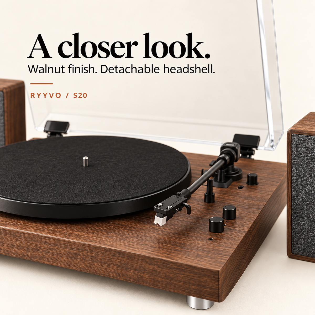 Ryyvo S20 Turntable with Speakers